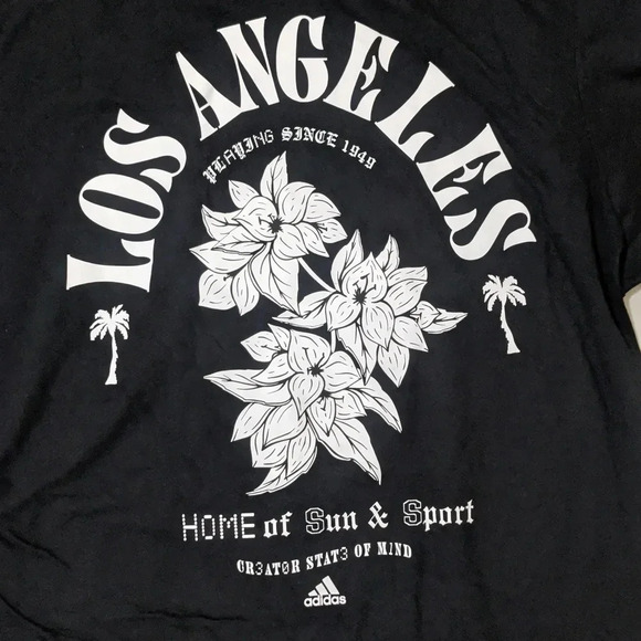 NWT Adidas Los Angeles Sun And Sport Graphic Tee, Color Black/White Size L - Picture 11 of 13